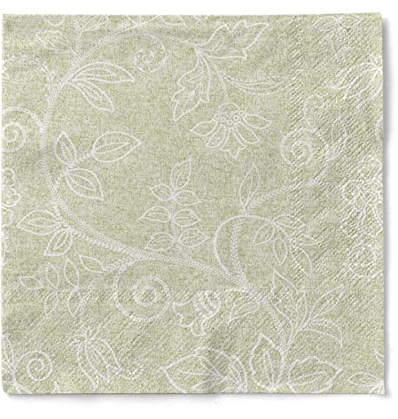 Mank Servietten aus Tissue 40 x 40 cm | 1/4 Falz Dinner Serviette | hochwertige Einmal-Serviette | 100 Stück | Darlyn (Oliv)