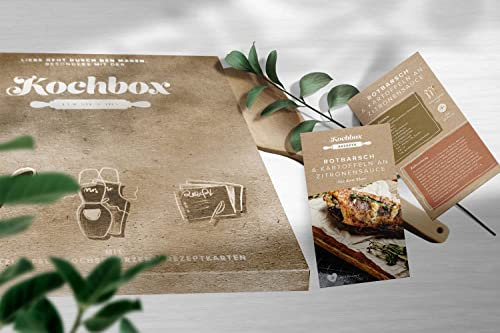 Kochgeschenkbox mit 52 köstlichen Rezepten, 2 Kochschürzen und 1 Kochlöffel, kulinarisches Geschenk für Köche zur Hochzeit, Geburtstag, Weihnachten… (Karton)