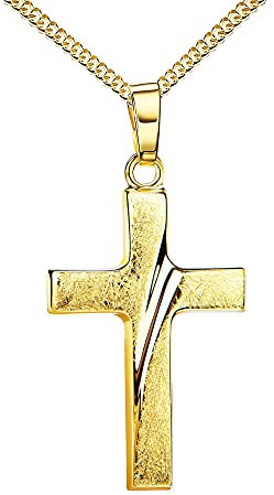 JEVELION Kreuz Kette Kreuz-Anhänger Gold-Kreuz für Damen und Herren, Design- Ketten-Anhänger 333 Gold 8 Karat Mit Kette - Kettenlänge 45 cm.