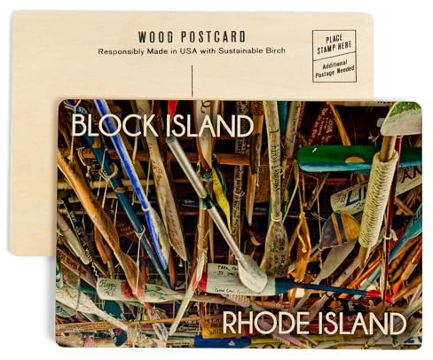 Block Island, Rhode Island, Paddle Photo (4x6 Birch Wood Postcards, 2-Pack Stationary, Rustic Home Wall Decor)