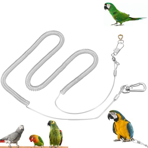 Corda Volante per Pappagallo, 6M Anti-Morso Cavigliera per Uccelli Domestici Imbracatura Regolabile per Pappagallo Fede per Pappagalli, Piccoli Animali Domestici(8,5MM+6M)