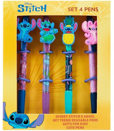 Disney Stitch Pen Set for Girls Teens Black Ballpoint Pen Uni Office School Supplies Gift Set of 4 Kawaii Womens Stationery Stitch Gifts