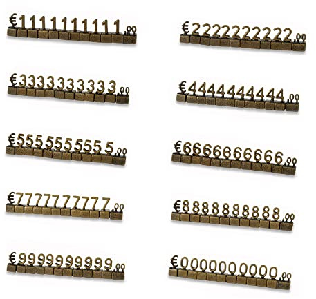 Mini prismärkningskub, 10 uppsättningar prisdisplaykuber, kit med justerbara 3D-metallpriskuber för smycken, klockor, ringar - brons/EUR
