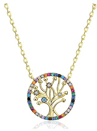 VICKWOOD Collana Albero della Vita Bracciale Albero della Vita Collana da donna con Ciondolo dell'Albero della Vita in argento 925 in oro o argento Regalo per donne. (Collana d'oro)