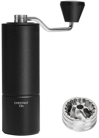 TIMEMORE Chestnut C3S Manual Coffee Grinder, Stainless Steel S2C Conical Burr Coffee Grinder, Hand Coffee Grinder, Adjustable Grind Setting for Travel/Camping/Home, Black