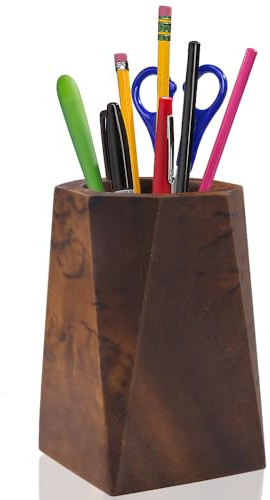 Porte-stylo en bois de noyer noir, porte-crayon en bois simple, porte-stylo, organisateur de pot de stylo de piano pour enfant, étudiant, bureau, bibliothèque, école, papeterie, cadeau (octogone)