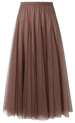 FXSMCXJ Lång kjol hög midja rosa tyllkjol vintage för kvinnor svart lång tyllkjolar kvinnor puffig rosa maxi nätkjol