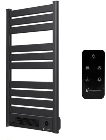 Sèche-Serviette Electrique mural avec Soufflerie Omiros Sannover 2000 W Noir