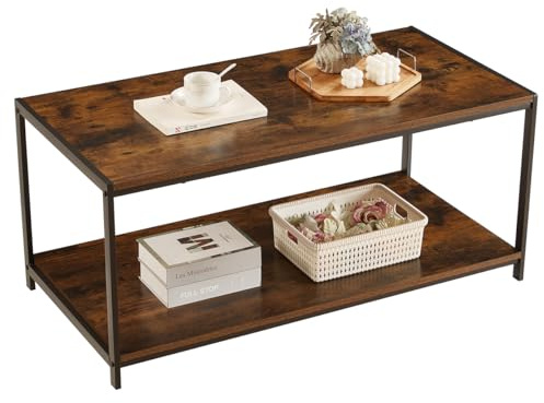 Direct Online Houseware House Of Home Coffee Table, Walnut Brown Living Room Furniture, TV Stand or Side Table, Durable Top, Easy to Clean and Assemble Rustic Brown 100x50x45cm