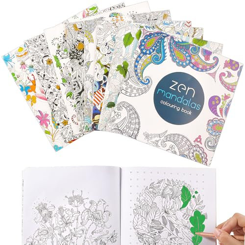ZIGefofo 8 Stück Malbuch für Erwachsene Blumen und Tiere Kleine Malbücher Mandala Garten und Andere Thema Kreative Ausmalbuch mit Exquisite Muster zum Stress Abbauen und Entspannen 18,5 x 18,5 cm