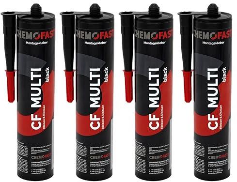 4x Remstaler MONTAGEKLEBER | Klebstoff für Beton, Holz, Metall u. Fliesen | Universalkleber - extra STARK | Innen- und Außenbereich | Wasserfest | verscheidene Farben (schwarz)