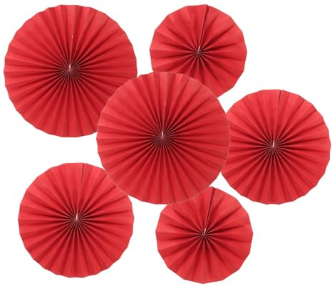 PATIKIL 20 cm/30 cm/40 cm pappersfläktar hängande dekoration, 12 i 1 set rund bikakestruktur fans med pärla för födelsedag bröllop examen evenemang fest, röd
