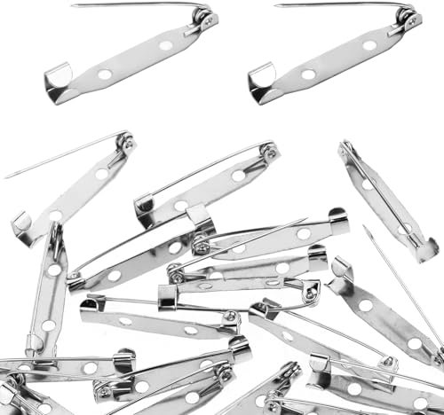 Larrel 100 Stück Broschennadeln, 30 mm Silber Sicherheitsnadeln mit 2 Löchern Rückenverschluss Sicherheitsnadeln mit Löchern Mini Sicherheitsnadelnfür Kleidung Nähen Basteln Broschennadel Schmuck