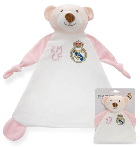Interbaby - Dou Dou para Bebés Oso Real Madrid – Manta de Apego Suave con Peluche – Producto Oficial del Real Madrid CF – Ideal para Recién Nacidos y Niños Pequeños Futuros Madridistas