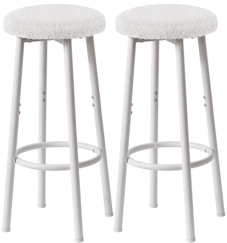 YMYNY Barhocker 2er Set, 67 cm Barstuhl, Küchenhocker Weiß, Barhocker mit Metall Gestell, Bar Hocker ohne Lehne Küche, Esszimmer HBS515W