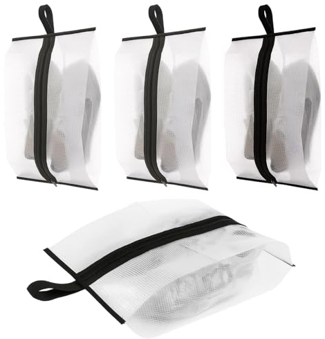wasserdichte Schuhtasche Reise, 4 Stück Transparente Reise Schuhbeutel mit Stabiler Reißverschluss, Staubdicht Schuhsack Tragbare Shoe Bag für Die Aufbewahrung zu Hause und Reisegebrauch
