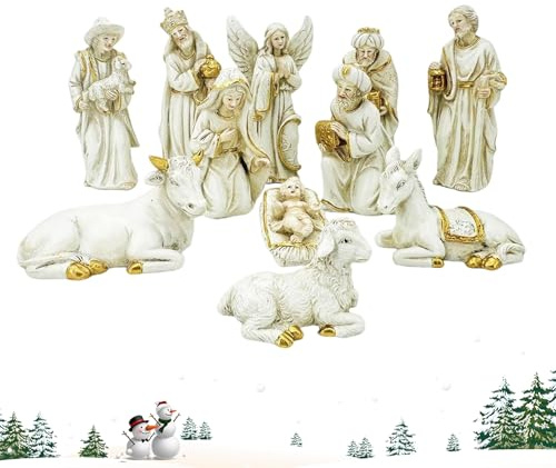Julkrubba 11-delar | Krubba Dekoration - Religiös Dekoration Figuriner Kyrka Trädgård