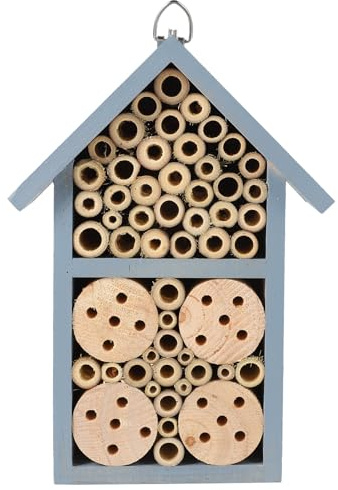 GATHINESS Casa Decorativa de Madera para Jardín Ganchos de Hierro, Cabaña de Mariquitas Lista para Usar Que Ofrece Refugio para Abejas en Invierno