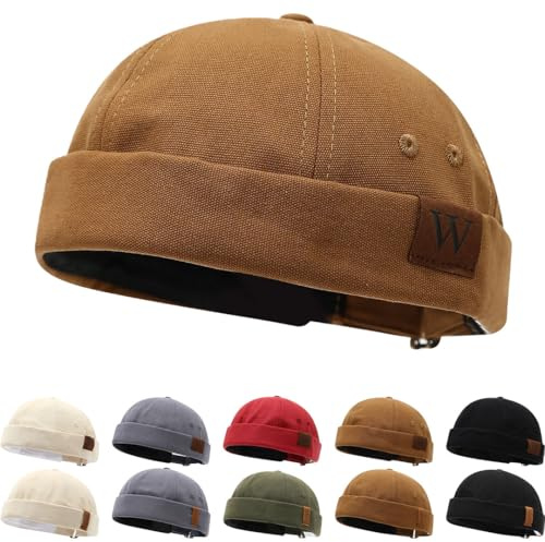 Casquette Docker pour Homme Femme Bonnet Docker Hat Bonnet Docker en Coton Casquette sans Visière Bonnet de Marin