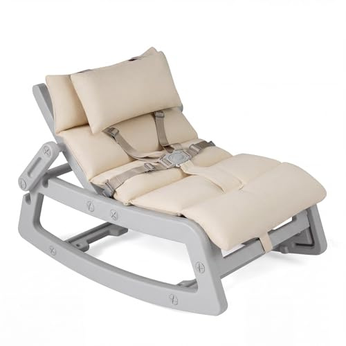 COSTWAY Silla Mecedora para Niños, Sillón Reclinable Infantil con Respaldo Ajustable, Cojín Extraíble y Lavable, Arnés de Seguridad, Mecedora para Niños de 6+ Meses, Guardería Sala de Juegos (Gris)