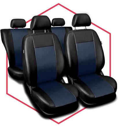 Saferide Autositzbezüge universal Auto Sitzbezüge kompatibel mit Opel Agila Kunstleder Autoschonbezüge Blau Sitzauflage Vorne und Hinten