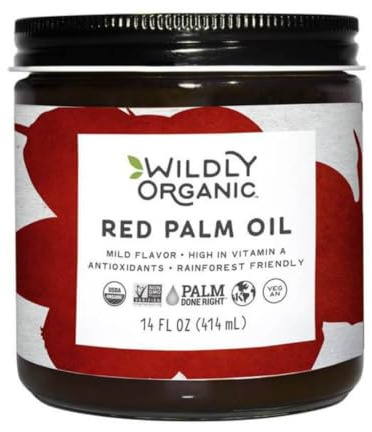 Wildly Organic Unrefined Red Palm Oil 14 Fl Oz - Organic, Non-GMO, Keto-Friendly, Fair for Life and RSPO Certified, Neutral Flavor - BPA-Free Container