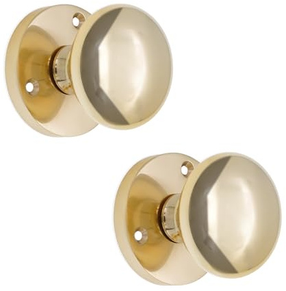 Infinity Decor Polished Brass Victorian Round MORTICE Door KNOBS Pair Pull Latch Handles Set Heavy Sprung Solid Brass
