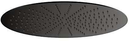 Stilform Luxus Edelstahl Regendusche Rund in 40 cm ULTRAFLACH in Schwarz Matt | Regenduschkopf für Wand- oder Deckenmontage | Brausekopf mit 210 Antikalk-Düsen | Einbauduschköpfe Bad Wassersparend