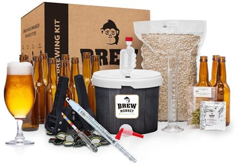 Brew Monkey® Bierbrauset Helles | Luxe Set 5 Liter Bier | 6,4% Vol. | Bier Brauen Set | Männergeschenke | Bier Geschenke für Männer | Geburtstagsgeschenk für Männer | Geschenke für Papa