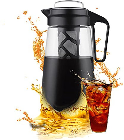 Carafe cold brew - 2 litres (théière - cold infuse). Infuseur avec filtre en maya fin et couvercle hermétique. Design exclusif en Tritan ! 100% sans BPA. Noir