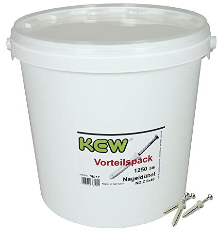 KEW 600x Nageldübel mit Zylinderkopf und vormontierter Nagelschraube - Spreiz-Dübel - Nylon-Dübel mit Einschlagsperre - 6 x 80 mm - 600er-Pack