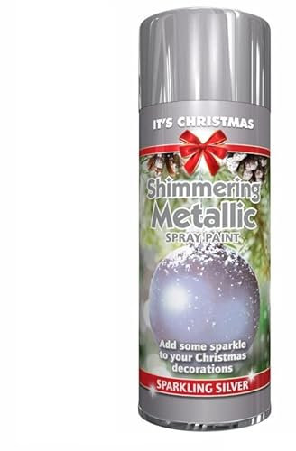 SuperGift.com 200ml Sparkling Spray Paint Multi-Purpose Use, Interior & Exterior, Ideal For Wood, Metal, Plastic, Ceramics & Ornaments - Quick Drying (Silver)