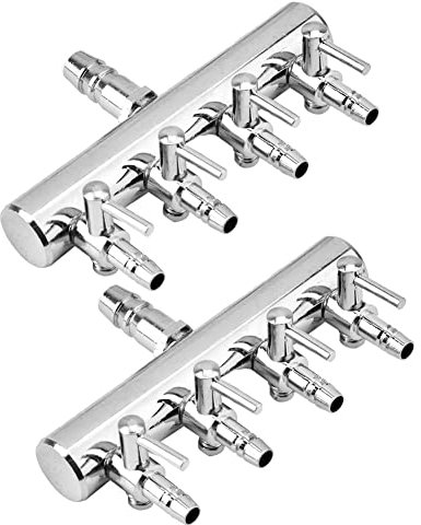 Pssopp Aquarium Luftverteiler Luftstromregler Rückschlagventil 2 stück 4 Wege Aquarium Luftregelventil Edelstahl Luftabsperrhahn Aquarium Luftpumpe Zubehör für 4/8mm Schlauch Luftpumpe