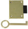 Amig - Cerradura de Embutir Para Mueble - Entrada a 40 mm - Incluye Llave de Gorja - Sistema de Cierre para Mesas, Armarios y Pequeños Muebles - Latón Dorado Mate