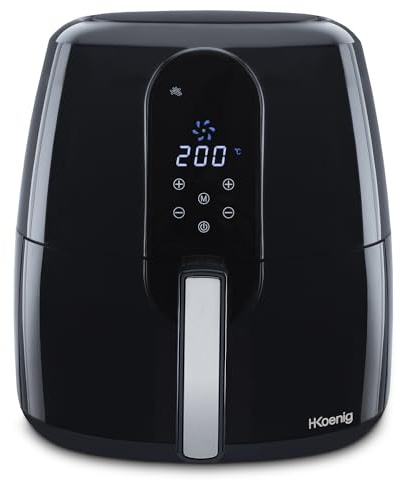 H.KOENIG Air Fryer FRY820 Fritteuse ohne Öl, Fassungsvermögen 5,5 l, 7 Kochprogramme, Temperatur einstellbar von 80 °C bis 200 °C, Touchscreen, herausnehmbarer Korb, spülmaschinenfest, 1800 W
