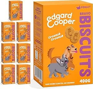 Edgard & Cooper Golosinas para Perros, (Pollo, 400g x 7), Galletas Bravo, Galletas para Perros, Carne Fresca, Bajo en calorías, Receta sin Cereales, Galletas para felicitarlo