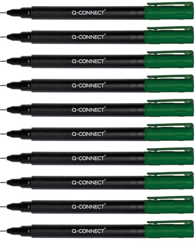 Q-Connect CD DVD BD märkpenna tjocklek: 0,4 mm/grön/10 stycken – 10-pack/vattentät, för skrivning på glas, plast, metall, porslin, folie/alkoholbaserad/giftfri