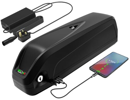 R TEAM Ebike Battery 48v 13AH with Charger, USB Port, Lithium Electric Bike Battery for 17A-30A Controller motor