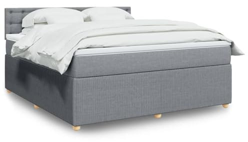 qohoio Boxspringbett mit Matratze Betten Mit Matratze Schlafzimmer Bett Boxspringbett Mit Matratze Hellgrau 180x200 cm Stoff / 3289849