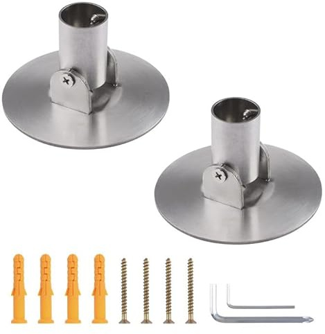 UFURMATE Staffa per asta per tenda da doccia, 4 pezzi, diametro interno 26 mm, in acciaio al titanio, asta per tenda da doccia, singola flangia girevole, staffa per montaggio a parete con viti