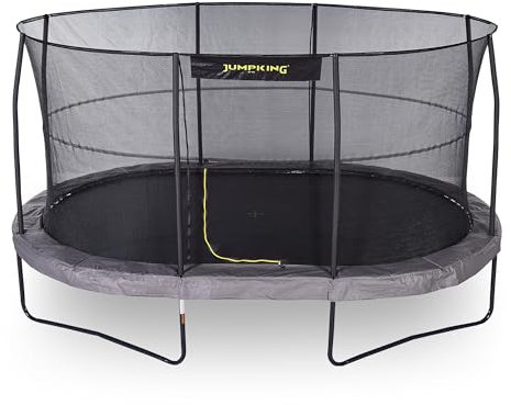 Jumpking 10ft x 15ft Oval Combo Pro Trampoline With Safety Enclosure Net & Ladder ❘ Outdoor Garden Trampoline For Adults & Kids With 110gsm Polyethylene Net, Hard Wearing Surround & Shatter-Proof Rods