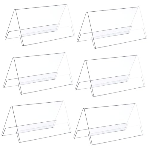 Cabilock 6pcs Acrylic Display Stand Double Sided Name Plate Holders for Office Weddings Events Stable Base Design for Meeting Labels Table Numbers and Menus