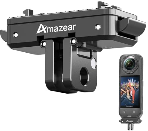 AMAZEAR Soporte magnético de liberación rápida para Accesorios de Aire Insta360 X5 X4 Air, Adaptador QR de aleación de Aluminio Insta 360 X5 / Ace Pro 2 con Go-Pro y Montaje roscado de 1/10.2 cm-20