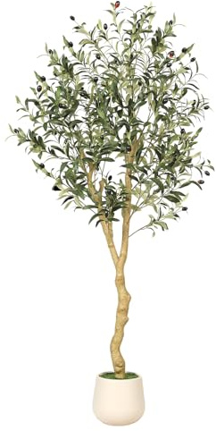 FEELEAD 5ft Faux Olive Tree Artificial Indoor with Planter for Home Decor