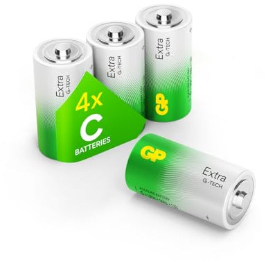 Size/Type C Batteries Pack of 4 LR14 batteries 1.5V by GP Batteries Type C Cell Size Extra Alkaline Batteries ideal for: Toys/Radio’s/Garden equipment…