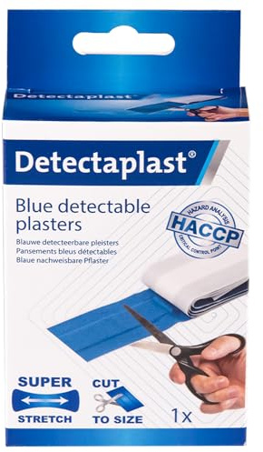 Detectaplast Elastic Pansement bleu detectable, pansements flexibles, safety first pansement cuisine et pansement alimentaire, 6 cm x 1 m, 1 pièce