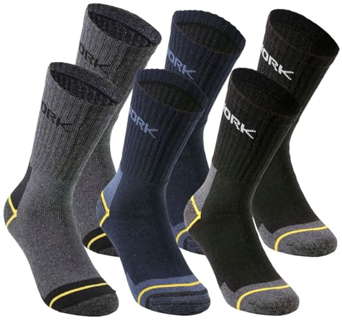 Easy8 - 43-46 Calze da Lavoro Uomo Donna, 6 PAIA, Calzini Lavoro, Work Socks, in Cotone, Rinforzati, Corti, Estivi, Invernali, Calzettoni