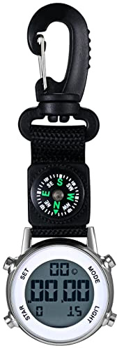 Lancardo Clip on Digital Watch Backpack Fob Watch for Men and Women Nylon Band Key Ring Watch for Nurses Doctors Chefs Climbers Home Office Outdoor Use