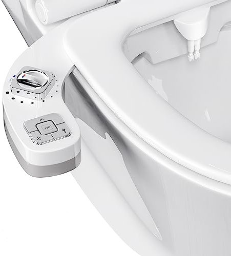 Bidet Attachment for Toilet UK, Non-Electric Ultra Slim Bidet Hot & Cold water bidet with Self-Cleaning Dual Nozzle Front & Rear Wash Bidet Toilet Attachment, Adjustable Water Pressure