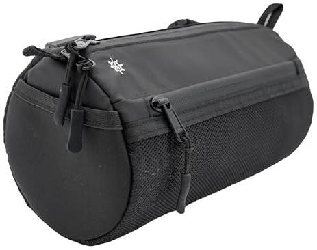 Lumiere & Co. Bike Handlebar Bag - Durable, Multiple-Size Options and Multi-Color Options -Dual Elastic Straps, Clips & Hook & Loop Attachments (Black, Large)